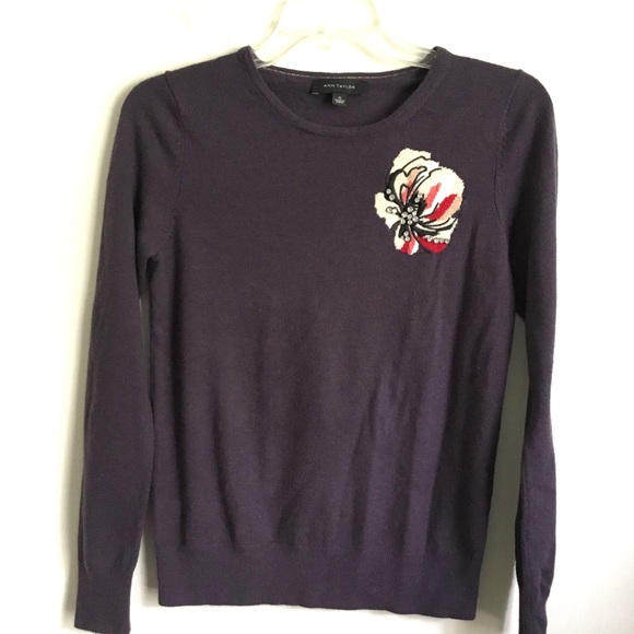 Ann Taylor Sweaters - Ann Taylor Floral Jeweled Sweater Small